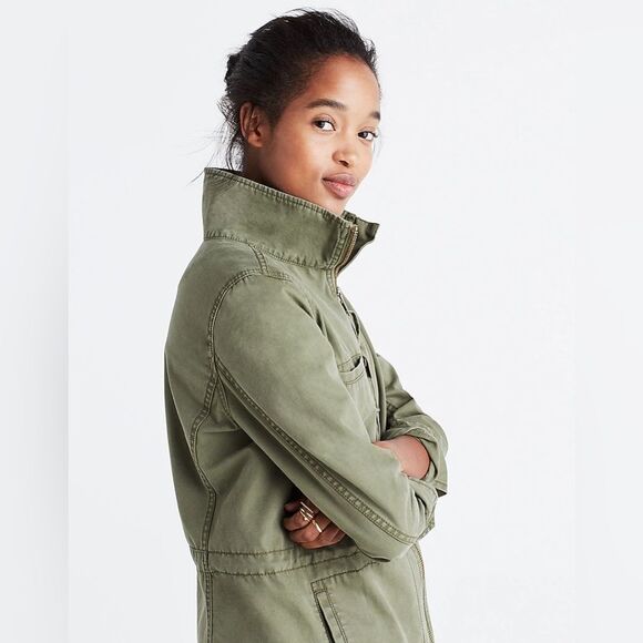 Madewell Olive Army Green Fleet Jacket Womens Size Small - Picture 2 of 7